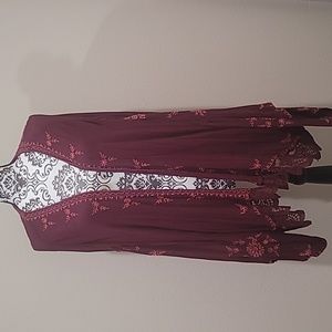 Free People Maroon Floral Tunic